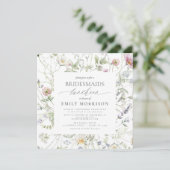 Elegante bruidslunch Wildflower Sage Green Kaart (Staand voorkant)