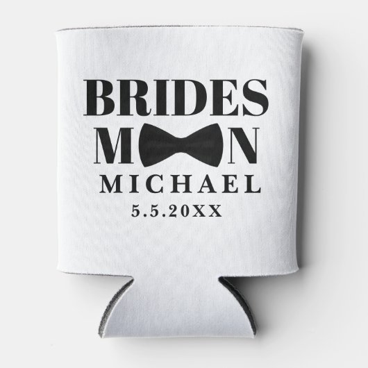 Elegante bruidsman zwart witte boog bruiloft blikjeskoeler (Voorkant)