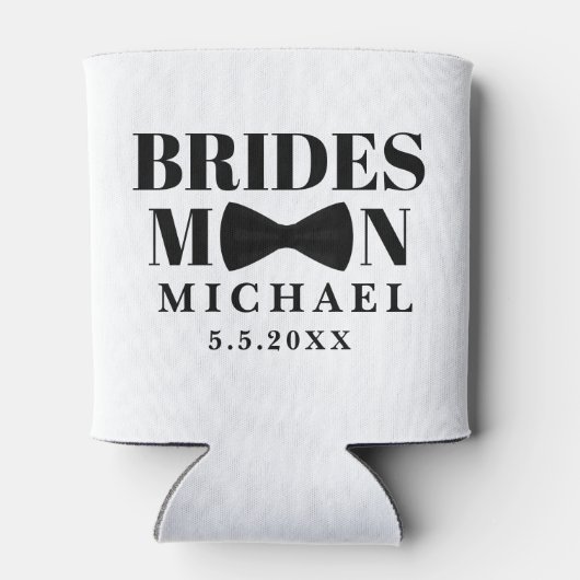 Elegante bruidsman zwart witte boog bruiloft blikjeskoeler (Achterkant)