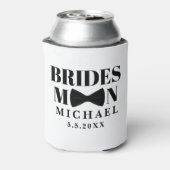 Elegante bruidsman zwart witte boog bruiloft blikjeskoeler (Blikje Achterkant)