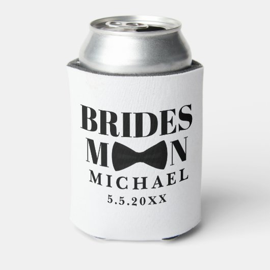 Elegante bruidsman zwart witte boog bruiloft blikjeskoeler (Blikje Achterkant)