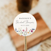 Elegante bruidsmeidoos 'Wilde bloemenweide roomkle Ronde Sticker