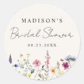 Elegante bruidsmeidoos 'Wildflower Meadow Cream' Ronde Sticker (Voorkant)