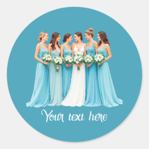 Elegante bruidsmeisje aanpasbare trouw ronde sticker