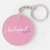 Elegante bruidsmeisje bruiloft kalligrafie | SLEUT Sleutelhanger (Achterkant)