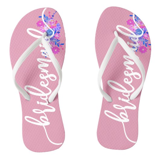 Elegante bruidsmeisje trouwfeest kalligrafie teens teenslippers (Voetbed)