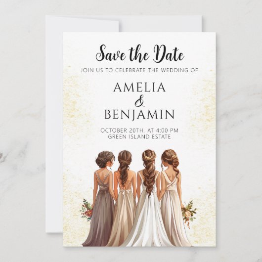 Elegante bruidsmeisjes bruiloft Save the Date Kaart (Voorkant)