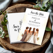 Elegante bruidsmeisjes bruiloft Save the Date Kaart