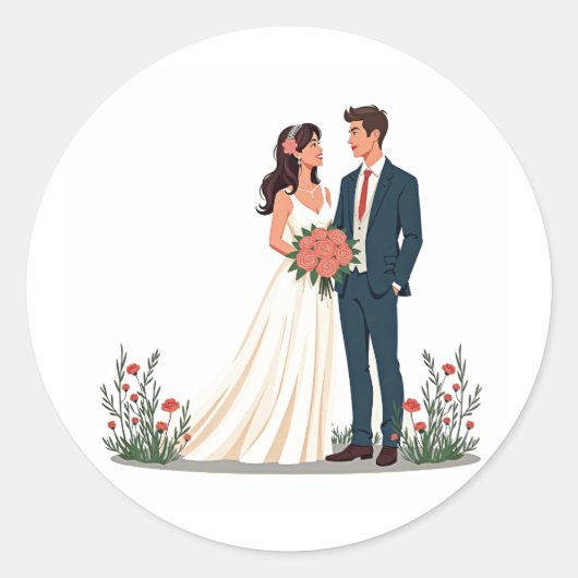 Elegante bruidspaar Sticker (Voorkant)