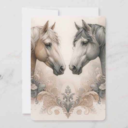 Elegante bruidspaarden redden de datum save the date (Voorkant)