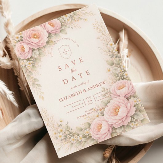 Elegante Bruidsroos Tuin Bruiloft Save The Date