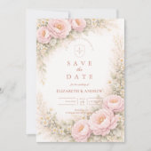 Elegante Bruidsroos Tuin Bruiloft Save The Date (Voorkant)