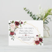 Elegante bruidsschat roze bloem gouden lijst bruil save the date (Staand voorkant)