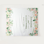 Elegante bruidssluier rozen trouwfoto booth achter wandkleed (Voorkant (horizontaal))