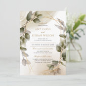 Elegante Bruidssuite Groen & Goud Waterverf Huweli Kaart (Staand voorkant)