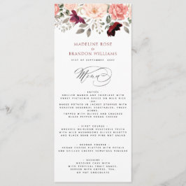 Elegante bruidssuite met burgundy bloemen menu