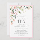 Elegante bruidsthee Waterverf Bloemen Roze Douche Kaart (Voorkant)