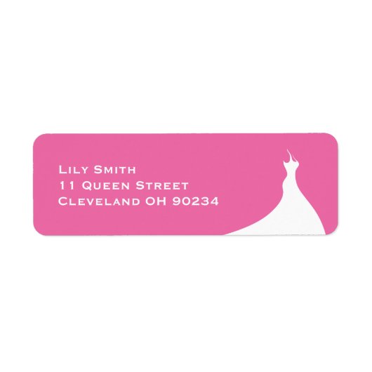 Elegante bruidsuitnodiging fuchsia label (Voorkant)