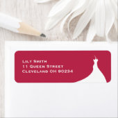 Elegante bruidsuitnodiging magenta label (Insitu)