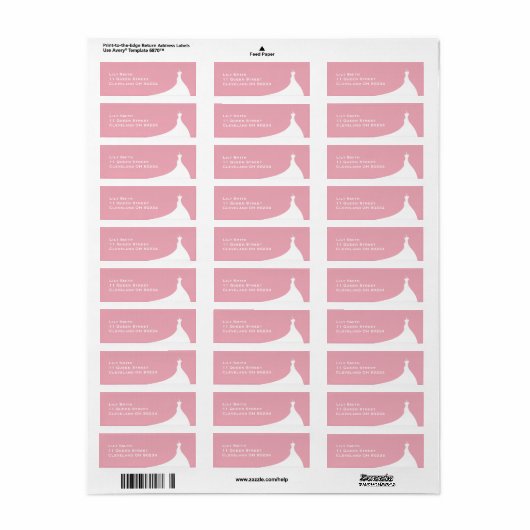 Elegante bruidsuitnodiging roze label (Full Sheet)