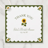 Elegante bruidsuitnodiging zonnebloem olijf bedank bedankjes labels (Voorkant)