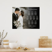 Elegante bruiloft 10 tafel Zitting Grafiek met Fot Poster (Keuken)