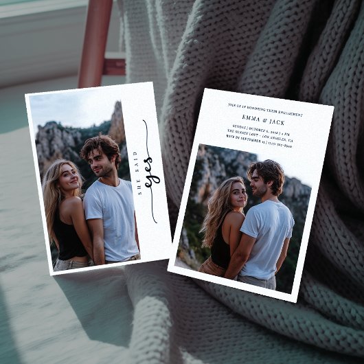 Elegante bruiloft 2 foto Ze zei ja Verloving Kaart