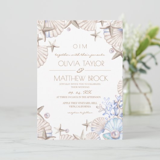 Elegante bruiloft aan het strand kaart (Staand voorkant)