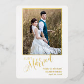 Elegante bruiloft aankondiging fotokaart met Folie (Voorkant)
