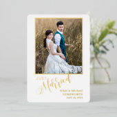 Elegante bruiloft aankondiging fotokaart met Folie (Staand Voorkant)
