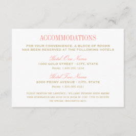 Elegante bruiloft accommodaties Coral en Gold Informatiekaartje
