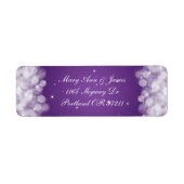 Elegante bruiloft adres Party Sparkle Paarse Etiket (Voorkant)