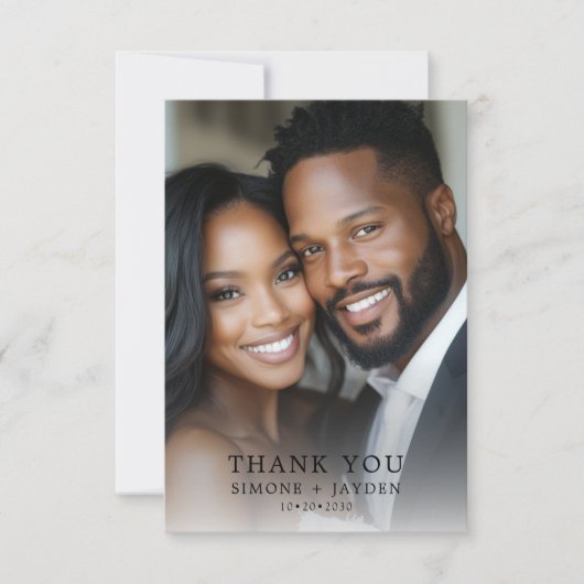 Elegante bruiloft Afro-Amerikaanse 2 foto Dank u Bedankkaart (Voorkant)