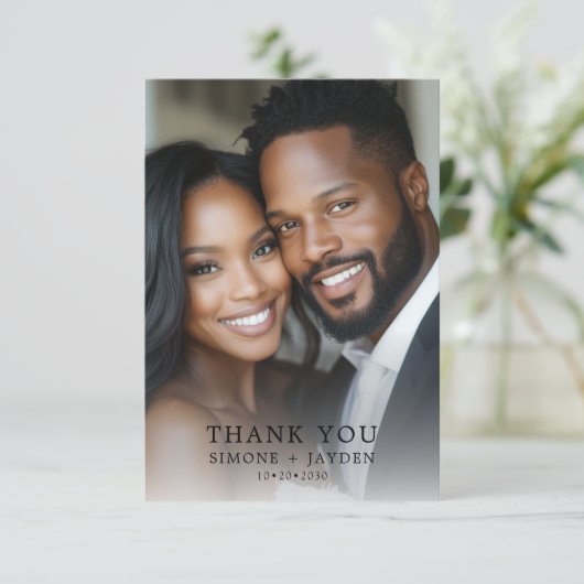 Elegante bruiloft Afro-Amerikaanse 2 foto Dank u Bedankkaart (Staand voorkant)