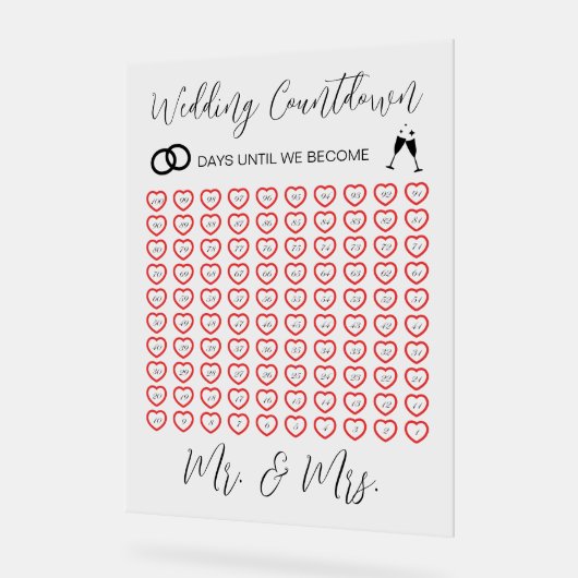 Elegante bruiloft aftellen transparant acryl bord (Hoek)