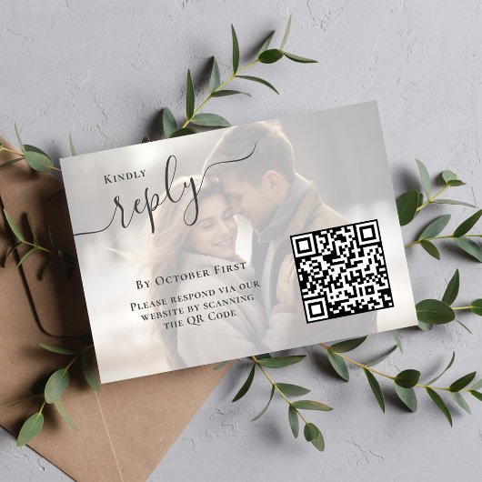 Elegante bruiloft antwoord RSVP aangepaste foto Informatiekaartje