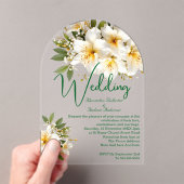 Elegante bruiloft azalea's witte gele bloemen acryl uitnodigingen (Insitu (Draagbaar))