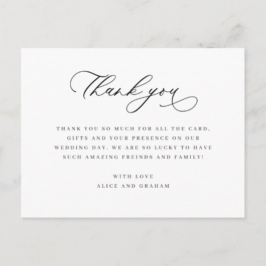 Elegante bruiloft bedankbriefjes briefkaart (Voorkant)