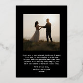 Elegante bruiloft bedankkaart 2 foto zilver folie feestdagenkaart (Achterkant)