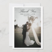 Elegante bruiloft bedankkaart met foto – Editab (Voorkant)