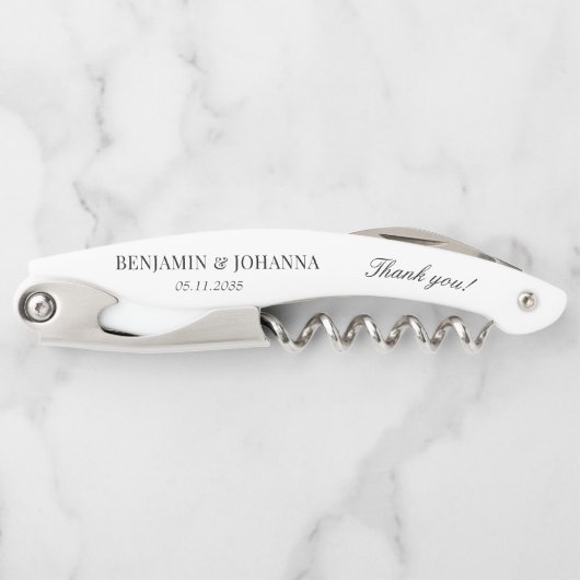 Elegante bruiloft Bedankt Gast Favorieten Custom Kurkentrekker (Voorkant)