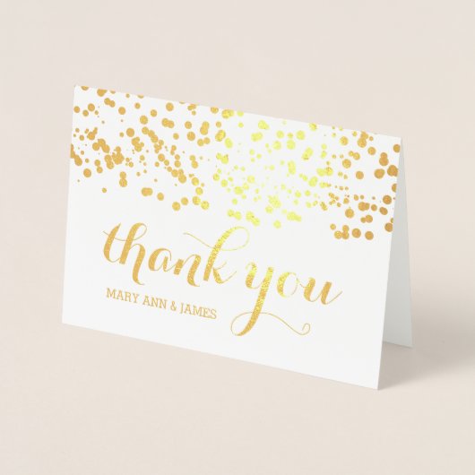 Elegante bruiloft Bedankt Gold Foil Confetti Folie Kaarten (Voorkant)
