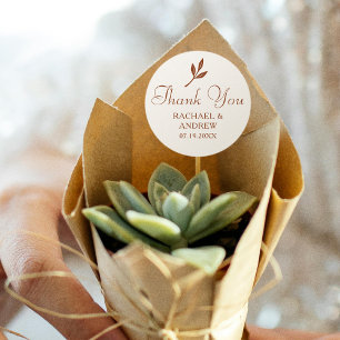 Elegante bruiloft Bedankt Terracotta Cream Simple Ronde Sticker