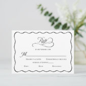 Elegante bruiloft behuizing Wavy Lijst zwart RSVP Kaartje (Staand voorkant)