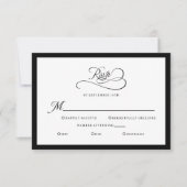 Elegante bruiloft behuizing zwart wit kalligrafie RSVP kaartje (Voorkant)
