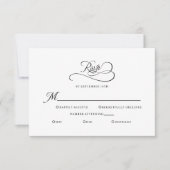 Elegante bruiloft behuizing zwart wit kalligrafie RSVP kaartje (Voorkant)
