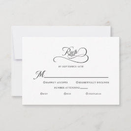 Elegante bruiloft behuizing zwart wit kalligrafie RSVP kaartje