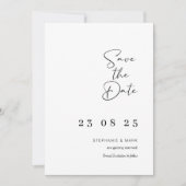 Elegante bruiloft bespaar de minimalistische data kaart (Voorkant)