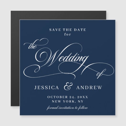 Elegante Bruiloft Bewaar de Datum Eenvoudige Magne (Voorkant / Achterkant)