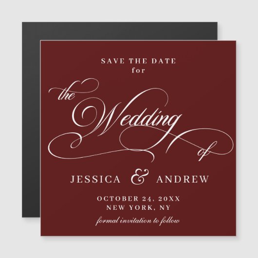 Elegante Bruiloft Bewaar de Datum Eenvoudige Magne (Voorkant / Achterkant)